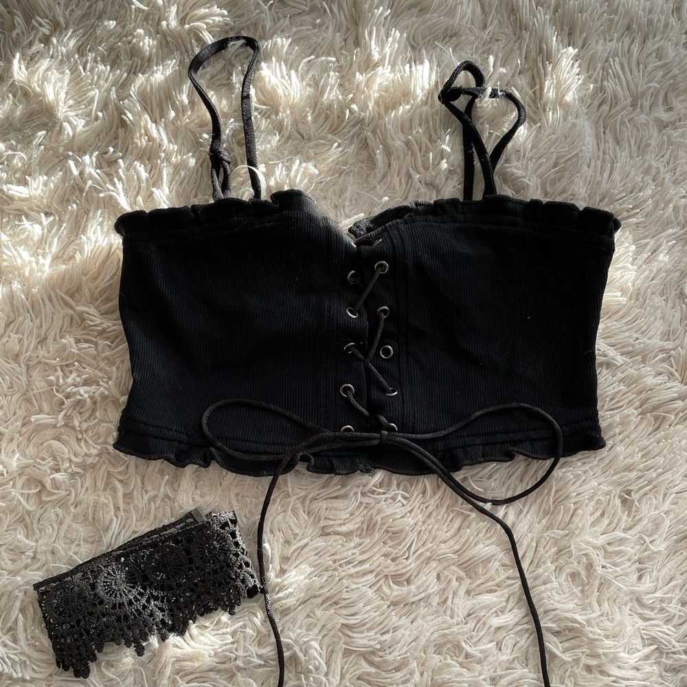 Black bustier crop top